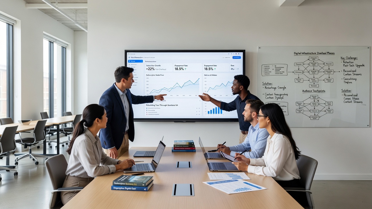 Audience engagement recovery dashboard displaying subscription metrics and personalized content suggestions